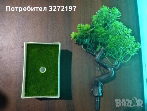 Декоративен изкуствен бонсай в саксия, Зелен, снимка 2 - Стайни растения - 43336759