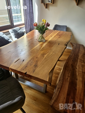 Масивна маса с пейка, снимка 5 - Маси - 52431254