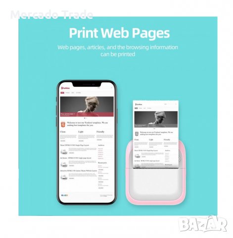 Мини принтер Mercado Trade, За деца, Bluetooth, USB зареждане, А31, Бял, снимка 3 - Образователни игри - 39503175