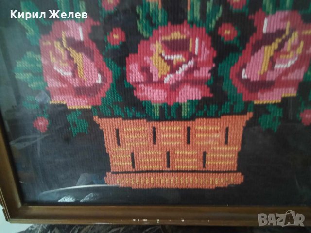 ГОЛЯМ ПРЕКРАСЕН Стар ГОБЛЕН Кошничка с ЦВЕТЯ Идеален За ДОМА ВИЛАТА РЕТРО ИНТЕРИОРНА ДЕКОРАЦИЯ 42936, снимка 10 - Гоблени - 43750215