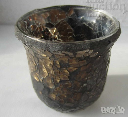 стара стъклена чаша - свещник, стъкло, снимка 1 - Декорация за дома - 28875961