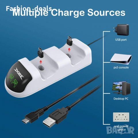 Нова зарядна станция за контролер PlayStation 5/Xbox X|S Nintendo Switch Pro, снимка 6 - Друга електроника - 36978036