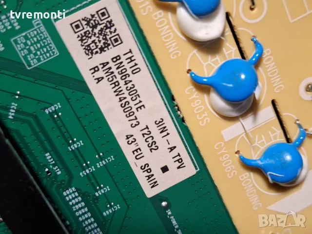 MAIN BOARD, BN9643051E,BN96-43051E, от телевизор Samsung UE43AU7092U For 43Inc Display TPT430WR-QUB, снимка 4 - Части и Платки - 48315161