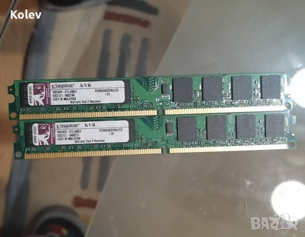 2 броя памет DDR2 2GB PC2-6400 Kingston KVR800D2N6/2G, снимка 5 - RAM памет - 43666173