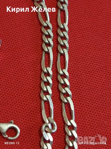 Красив сребърен ланец плетка тип ФИГАРО класически модел майсторска изработка 53145, снимка 5 - Колиета, медальони, синджири - 53411202