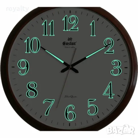 Стенен светещ часовник – Кръгъл, кафяв, безшумен / 30см, снимка 2 - Мъжки - 49923824