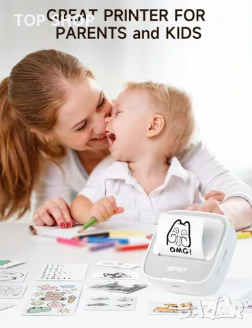 iDPRT Преносим термичен мини принтер за стикери, етикети, снимки, безмастилен, снимка 8 - Принтери, копири, скенери - 49551821