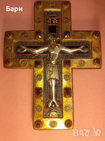Кръст - Емайл - Morató - Исус Христос, снимка 1 - Антикварни и старинни предмети - 38497223