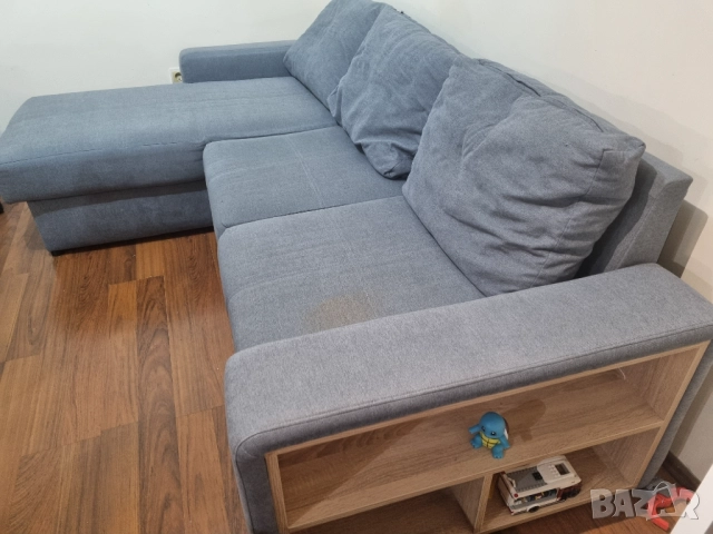 Триместен диван с лежанка и ракла (повдигащ механизъм) и функция сън, снимка 3 - Дивани и мека мебел - 52743355