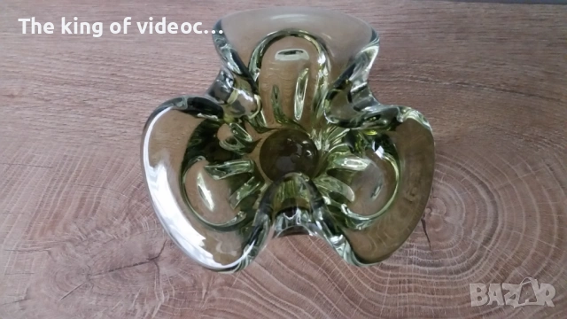 Стъклен масивен пепелник от 90-те години , снимка 3 - Декорация за дома - 53508500