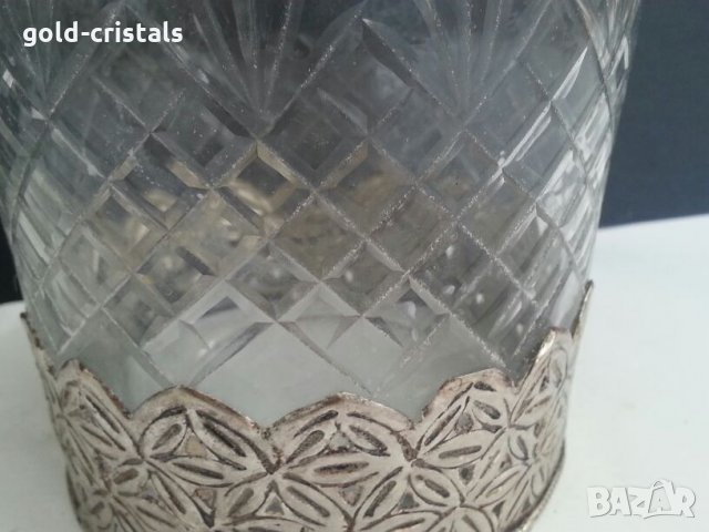 Кристална гарафа с метални елементи, снимка 8 - Антикварни и старинни предмети - 23121512