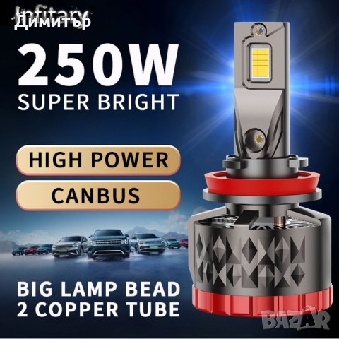 Комплект LED чип CSP 4575 крушки за фарове H4/H7/H8/H9/H11/9005/HB3/9006/HB4 , 250w , 42 000lm.9-36v, снимка 7 - Аксесоари и консумативи - 43071545