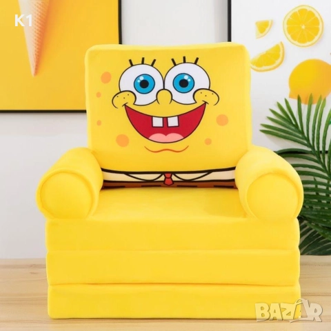 Голям Плюшен разтегателен фотьойл-легло Спондж Боб 120см Sponge Bob, снимка 2 - Плюшени играчки - 52375754