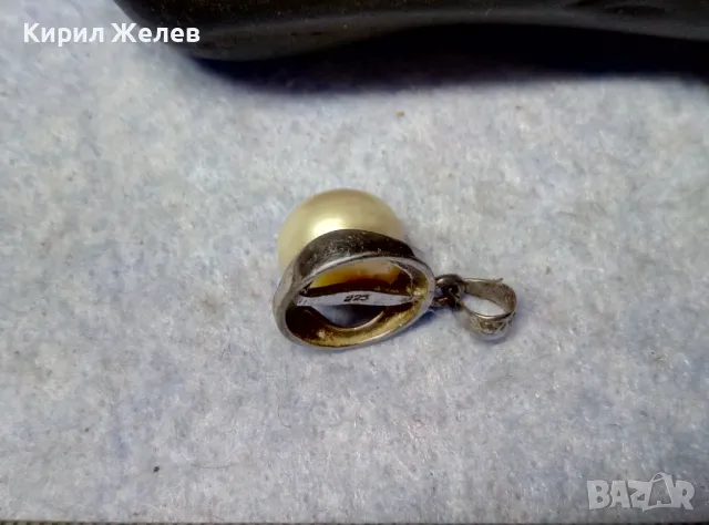 НЕЖЕН ПЕРЛЕН СРЕБЪРЕН МЕДАЛЬОН РОДИРАНО СРЕБРО 925 с БЯЛА НАТУРАЛНА ПЕРЛА 17628, снимка 6 - Колиета, медальони, синджири - 49551447