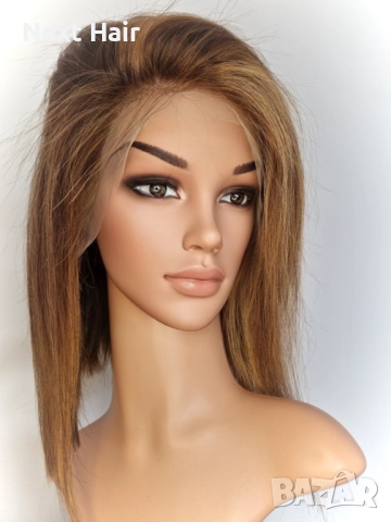 Естествена медено руса перука със светли кичури и дантела 13х4, снимка 12 - Аксесоари за коса - 52026706