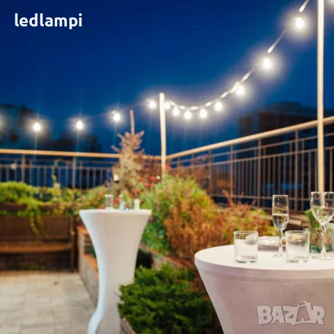 Кабел С Поредица От 20лампи Топло Бяла Светлина 10m IP44, снимка 5 - Външни лампи - 50619344