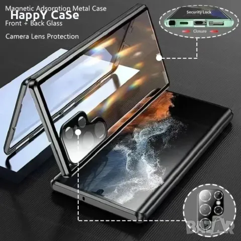 Samsung Galaxy S25 Ultra / S25+ / S25 / Двоен 360° магнитен кейс калъф с камера протектор, снимка 4 - Калъфи, кейсове - 48736561