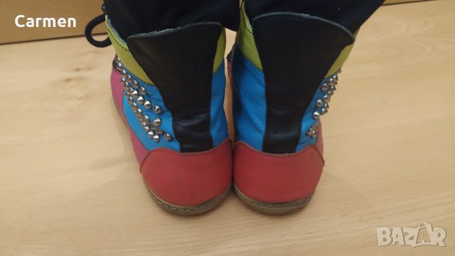 Боти от естествена кожа - многоцветни, снимка 4 - Дамски боти - 32972963