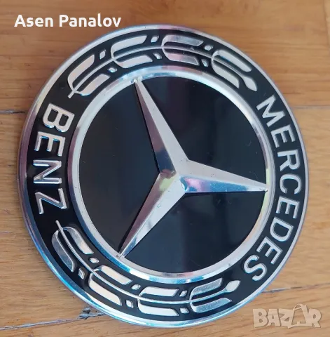 Емблема за преден капак Мерцедес 57mm/Черна , снимка 1