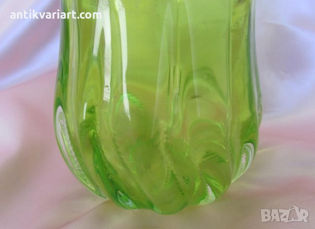 Стара Морано Кристално Стъкло Масивна Тежка Ваза, снимка 3 - Антикварни и старинни предмети - 26732531