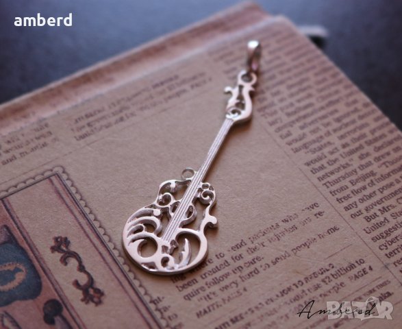 Сребърен медальон - китара, снимка 5 - Колиета, медальони, синджири - 37867739