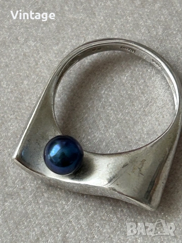 Марков сребърен пръстен Misaki с японска перла Акоя  натурална с високо качество , снимка 2 - Бижутерийни комплекти - 53260437