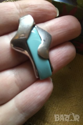  Масивна сребърна висулка с естествен карибски ларимар , снимка 3 - Колиета, медальони, синджири - 34749097