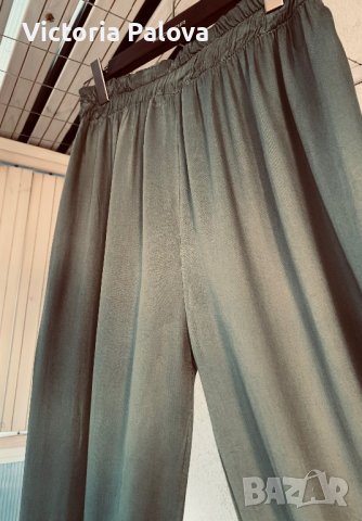 Красив панталон olive широки крачоли, снимка 1 - Панталони - 43638549