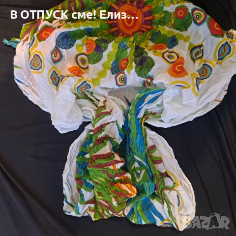 разкошен флорален шал паеро тип Desigual голям памучен, снимка 2 - Шалове - 51446478