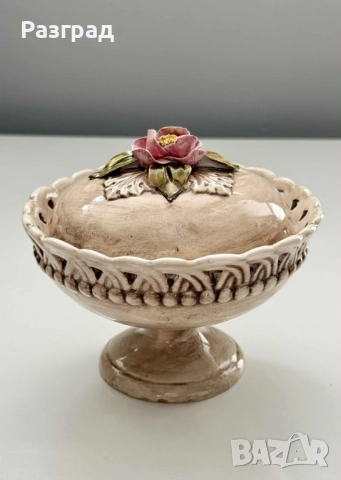 Винтидж италианска порцеланова кутийка, снимка 2 - Декорация за дома - 52416641