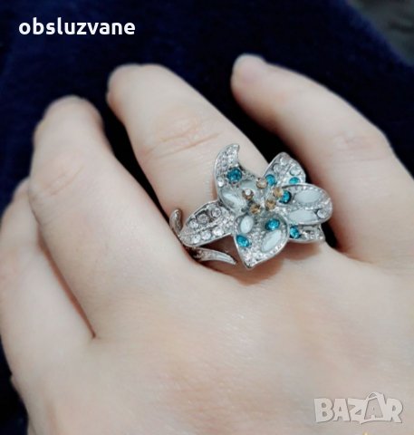 Луксозен пръстен опал и сапфир, нов 💥, снимка 6 - Пръстени - 32868375