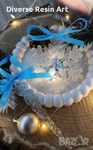 Коледни снежинки от епоксидна смола, снимка 3 - Декорация за дома - 48015665