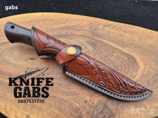 Висококачествен ръчно изработен нож с кожена кания,LN404, снимка 10 - Ножове - 48866253