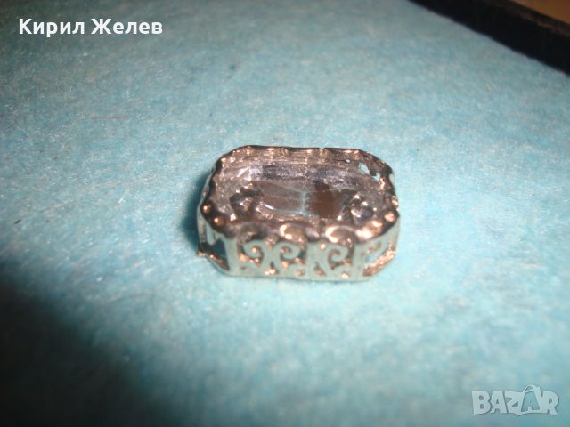 ГОЛЯМ ЮВЕЛИРНО ФАСЕТИРАН ЧИСТ ПЛАНИНСКИ КРИСТАЛ в ПОСРЕБРЕН АЖУРЕН ОБКОВ РЕТРО БИЖУ 20962, снимка 4 - Антикварни и старинни предмети - 35596777