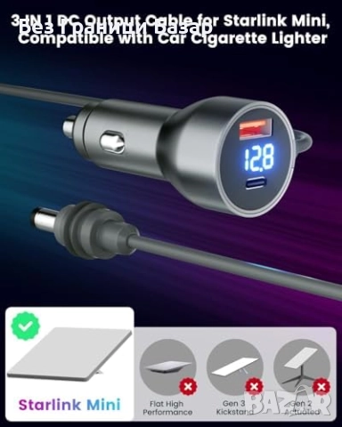 Нов Захранващ адаптер за Starlink Mini 12V-24V с дигитален дисплей за кола, снимка 2 - Друга електроника - 51761289