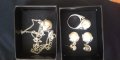 Дамски комплект Колие, Обеци и Пръстен с бяла перла, снимка 1 - Бижутерийни комплекти - 33401100
