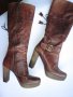 Кожени ботуши Ingiliz в кафяво висок ток, снимка 5