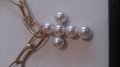Разкошен позлатен ланец с кръст перли -7329, снимка 2