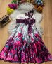 Сатенена рокля с цветя, снимка 1 - Рокли - 43462449