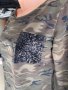 Блуза милитъри с джоб с черни пайети - трико, снимка 4