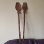 Дървена лъжица и вилица големи, снимка 1