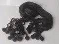 Елегантен черен шал с ламе и помпони, снимка 1