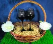 Гравирани комплекти стъклени чаши с декорирана кошница, снимка 3