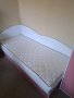 Детско легло с матрак 90/200 + малък гардероб  бял/розов гланц