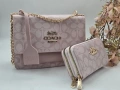 Coach Розова Кожена Дамска Чанта + Портмоне, снимка 1
