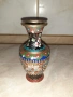 Cloisonne Клоазоне Красива малка ваза бронз клетъчен емайл, снимка 7
