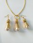  Разкошен комплект бижута с перли капка и прекрасни орнаменти в цвят злато , снимка 1 - Бижутерийни комплекти - 33510914
