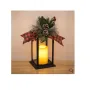 Коледен декоративен фенер Mercado Trade, LED свещ и клони, Черен, снимка 4