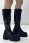 Ботуши на платформа - черен лак - BG10, снимка 2