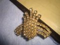СТАРА ПОЗЛАТЕНА РЕТРО АРТ КРИСТАЛНА БРОНЗОВА БРОШКА с БОХЕМСКИ КРИСТАЛИ МАЙСТОРСКА ИЗРАБОТКА 29207, снимка 10